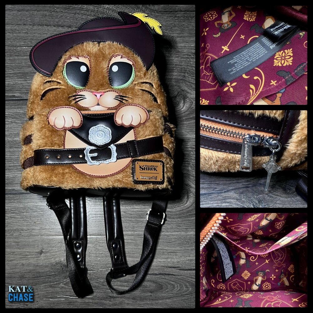 Loungefly Shrek Puss in Boots Cosplay Mini Backpack Cat Dreamworks Movie Tv - Picture 7 of 12